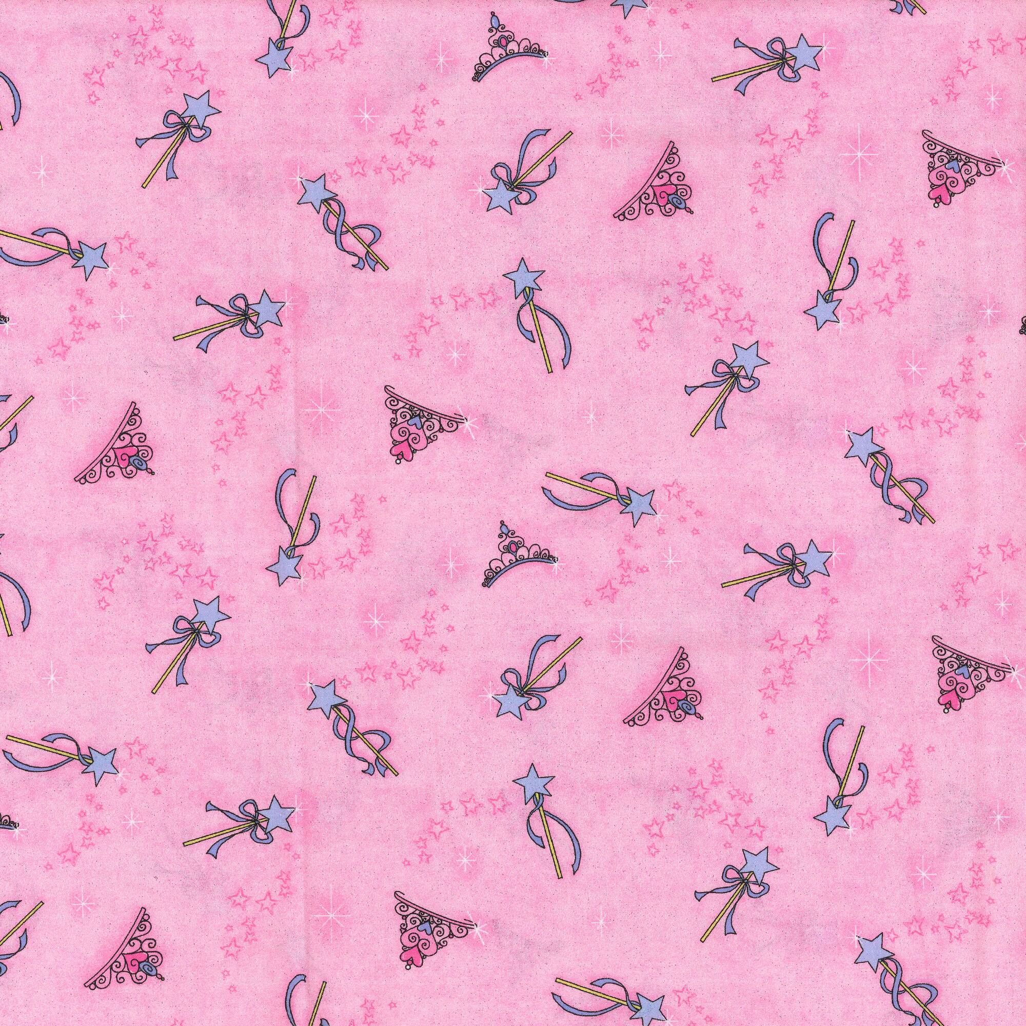Fabric Traditions Pink Princess Wands Cotton Fabric